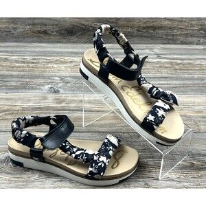 Sam Edelman Women’s Size 9 Black Ashie Footbed Leather Sandals Feminine Coquette